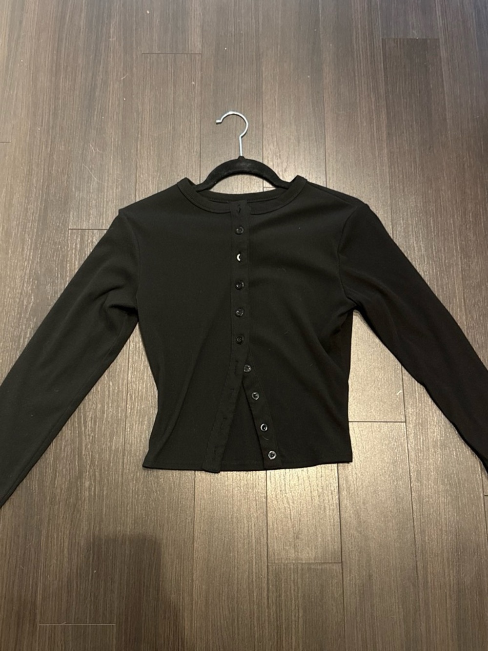 Amazon Black Long-Sleeve Button Front Cardigan Top